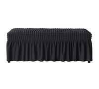 ZFIHAV Funda elástica for Banco, Funda for Silla de Piano, Falda, Funda Larga de Tela for Asiento, decoración del hogar y Dormitorio, Funda Protectora for Asiento(Black,2pcs)