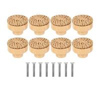 ZFIHAV Pomos De RatáN Para Armarios 16 pomos de ratán madera maciza for cajones, armarios redondos, tiradores puerta un solo orificio for bricolaje Para Puertas