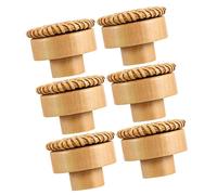 ZFIHAV Pomos De RatáN Para Armarios 6 pomos redondos de madera tejida for gabinete, tiradores cajón ratán, diseño único vintage, agarre natural, decorativos for tocador cocina Para Puertas