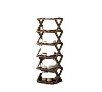 ZFIHAV Zapatero Plegable Zapatero Plegable, Organizador de Almacenamiento Estrecho múltiples Capas Que Ahorra Espacio, Estante for Zapatos no Requiere instalación for Espacios pequeños(Dark Brown)