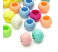 ZFISH 10-200 cuentas acrílicas sueltas de colores con agujero grande de 6, 10, 12, 14, 16, 18 y 20 mm para hacer joyas, pulseras y pendientes (colores surtidos, 16 mm, 25 unidades)