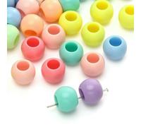 ZFISH 10-200 cuentas acrílicas sueltas de colores con agujero grande de 6, 10, 12, 14, 16, 18 y 20 mm para hacer joyas, pulseras y pendientes (colores surtidos, 14,0 mm, 30 unidades)