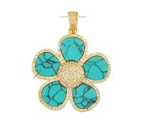 ZFISH Colgante elegante de corazón de nácar natural, concha de ágata y malaquita, accesorio para collar DIY M30-M300009M1-Turquesa