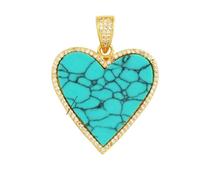 ZFISH Colgante elegante de corazón de nácar natural, concha de ágata y malaquita, accesorio para collar DIY M30-M300012M1-Turquesa