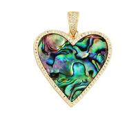 ZFISH Colgante elegante de corazón de nácar natural, concha de ágata y malaquita, accesorios para collar DIY M30-M300012M1-Abulón