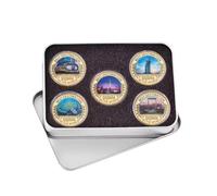 ZFJHALOEP Juego de Monedas conmemorativas bañadas en Oro de arquitecturas emblemáticas de Dubái. Monedas de Recuerdo de Dubái para coleccionar.