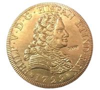 ZFJHALOEP Moneda Conmemorativa de 1729 España ''Pelucona'' - Moneda réplica bañada en Oro de Felipe V