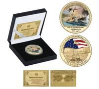 ZFJHALOEP Moneda Conmemorativa del 80.º Aniversario del Ataque a Pearl Harbor, chapada en Oro, Moneda de desafío del ejército de EE. UU., Regalo de Recuerdo Militar.