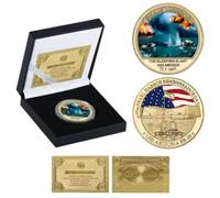 ZFJHALOEP Moneda Conmemorativa del 80.º Aniversario del Ataque a Pearl Harbor, chapada en Oro, Moneda de desafío del ejército de EE. UU., Regalo de Recuerdo Militar.