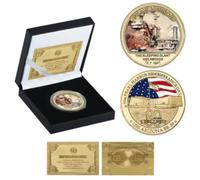 ZFJHALOEP Moneda Conmemorativa del 80.º Aniversario del Ataque a Pearl Harbor, chapada en Oro, Moneda de desafío del ejército de EE. UU., Regalo de Recuerdo Militar.