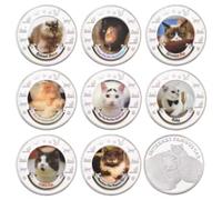 ZFJHALOEP Moneda Conmemorativa Plateada de un Lindo Gato, Adorable Gatito, Moneda de Recuerdo de Metal, Insignia de Animal, Regalos coleccionables, 8 Piezas