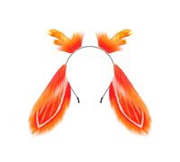ZFKJERS Diadema realista de orejas de animales peludas, accesorio de cosplay para Halloween (naranja conejo)