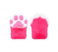 ZFKJERS Juego de accesorios para disfraz de animales para cosplay, garras de plástico esponjosas y esponjosas para gatos, guantes de patas para adultos, Rosa-rojo, L