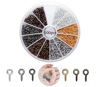 ZFKXGS 600PZ Ganchos de Tornillo Pequeños 4x8mm Tornillos de Ojal Tornillo Ganchos Mini Pernos de Ojos Atornillables Cancamos para Resina Joyería Colgante Artesanía Madera Muebles Bricolaje (6 Colore)