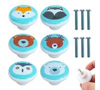 ZFKXGS 6PZ Pomos y Tiradores Infantiles Animales Tiradore Ceramica Cocina Cajones Armarios Sólido Decorativos Pomo Puerta Tiradores de Muebles Redondo Perillas para Cajón Armario Puertas Cómodas (C)