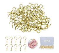 ZFKXGS 80 PZ Ganchos para Colgar Pequeño 1/2'' Ganchos de Tornillo Dorado Gancho de Rosca Ganchos de Techo Atornillables Gancho de Pared Metal para Colgar Planta Gabinete Luces Colgante Llave con Caja