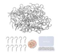 ZFKXGS 80 PZ Ganchos para Colgar Pequeño 1/2'' Ganchos de Tornillo Plata Gancho de Rosca Ganchos de Techo Atornillables Gancho de Pared Metal para Colgar Planta Gabinete Luces Colgante Llave con Caja