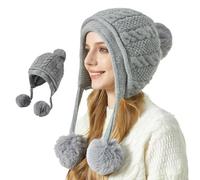 ZFLBDBG Gorros de Punto Autor Otoño E Invierno Mujeres, Tricot, Sombrero Protección Facial Ciclismo Al Aire Libre-gris-56-58 Cm