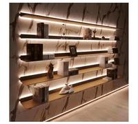 Zfmnoyev 1 Estante Flotante De Aleación De Aluminio con Luces LED. Estantes De Pared con Luz. Estantería Decorativa Moderna para Baño, Dormitorio, Oficina Y Sala De Estar(Gold,150x23x6 cm)