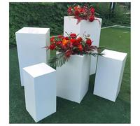 Zfmnoyev 5 Pedestales Cuadrados Blancos para Fiestas, Pedestales Metálicos para Exhibiciones, Pilares Decorativos para Fiestas, Pedestales para Bodas Y Decoración Artística para Mesas