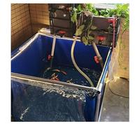 Zfmnoyev Acuario De Jardín con Piscina Y Estanque con Panel De Visualización Transparente, Revestimiento De Lona Flexible De PVC con Estructura De Acero Y Válvula De Drenaje(1.5x1.5x0.6 m)
