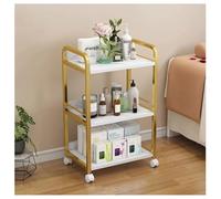 Zfmnoyev Carrito para Salón De Belleza, Armario Grande De Almacenamiento para Peluquería, Carrito Organizador con Ruedas De 3 Niveles, Ideal para Baño, Cocina, Oficina(Gold-A2)