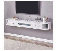 Zfmnoyev Consola Flotante para TV con Puertas, Consola Multimedia para Almacenamiento Bajo Armario, Estantes Flotantes con Puerta De Cristal Y Cajones, para Sala Y Oficina(Blanco,190x24x20 cm)