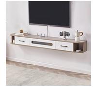 Zfmnoyev Consola Flotante para TV con Puertas, Consola Multimedia para Almacenamiento Bajo Armario, Estantes Flotantes con Puerta De Cristal Y Cajones, para Sala Y Oficina(Grey,190x24x20 cm)