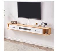 Zfmnoyev Consola Flotante para TV con Puertas, Consola Multimedia para Almacenamiento Bajo Armario, Estantes Flotantes con Puerta De Cristal Y Cajones, para Sala Y Oficina(Natural,170x24x20 cm)