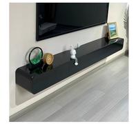 Zfmnoyev Consola Multimedia De Pared con 2 Cajones Y 1 Puerta Abatible, Mueble De TV Flotante De Madera Maciza, Centro De Entretenimiento con Gestión De Cables, Estante Flotante(Black,160x24x18cm)