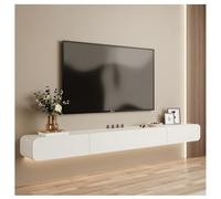 Zfmnoyev Consola Multimedia De Pared con 2 Cajones Y 1 Puerta Abatible, Mueble De TV Flotante De Madera Maciza, Centro De Entretenimiento con Gestión De Cables, Estante Flotante(Blanco,120x24x18cm)