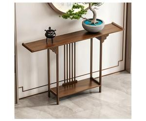 Zfmnoyev Consolas Estrechas para La Entrada, Consola Larga Y Estrecha con Cajón Y Estantes Abiertos, Estantería Estrecha De Estilo Chino para El Pasillo, Mesa De Almacenamiento(Brown-A,120x20x80cm)
