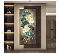 Zfmnoyev Cuadro Decorativo con Luces LED, Decoración Mural con Diseño De Hojas De Ginkgo, Conexión A La Corriente, Cuadro De Entrada con Diseño De Nueve Peces(Black-B,60x120 cm)