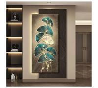 Zfmnoyev Cuadro Decorativo con Luces LED, Decoración Mural con Diseño De Hojas De Ginkgo, Conexión A La Corriente, Cuadro De Entrada con Diseño De Nueve Peces(Black-A,70x140 cm)