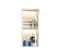 Zfmnoyev Ducha Empotrada De Acero Inoxidable con Luz LED, Estantes De Pared Empotrados para Iluminación Y Almacenamiento A Prueba De Agua, Organizador De Ducha Moderno(Blanco,70x28x12.5 cm)