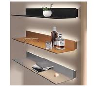 Zfmnoyev Estante De Pared Metálico con Iluminación, Estantes Flotantes De Pared Versátiles De Aleación De Aluminio, con Luz LED Integrada Y Transformador(Black,180x20x7 cm)