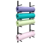 Zfmnoyev Estante De Pared para Esterillas De Yoga, Soporte Metálico De 3/4/5/7 Niveles para Rodillos De Espuma Y Toallas, Soporte para Secar Toallas De Ejercicio, Ahorra Espacio(Black,85 cm)