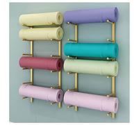 Zfmnoyev Estante De Pared para Esterillas De Yoga, Soporte Metálico De 3/4/5/7 Niveles para Rodillos De Espuma Y Toallas, Soporte para Secar Toallas De Ejercicio, Ahorra Espacio(Gold,119 cm)