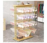 Zfmnoyev Expositor Comercial para Ropa Interior, Sujetadores, Trajes De Baño, Calcetines Y Joyas. Perchero Metálico De Altura Ajustable. Perchero Organizador De Suelo con Ganchos(Gold,120x45x155 cm)
