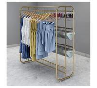 Zfmnoyev Expositor Metálico con Estantes para Tienda De Ropa, Organizador De Sujetadores, Shorts Y Calcetines, Estantes Colgantes De Suelo con Doble Fila Y Doble Varilla(Gold,100x50x150 cm)
