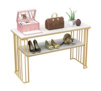 Zfmnoyev Expositor Metálico para Zapatos Y Bolsos, Escritorio De Pie con Estantes Abiertos, Mesa De Exhibición De Boutique Resistente De 2 Niveles, para El Hogar, Tiendas De Ropa(100x40x65 cm)
