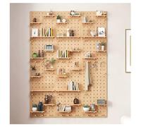 Zfmnoyev Kit Combinado De Tablero Perforado De Madera, Organizador Modular De Pared para Exhibición Y Almacenamiento, Panel De Tablero Perforado Colgante(Natural,60x80 cm)