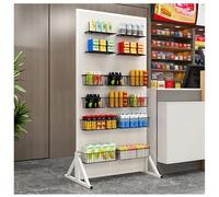 Zfmnoyev Kit De Almacenamiento De Tableros Perforados Metálicos Dobles, Organizador De Tableros Perforados De Pie, Organizador De Herramientas Móvil con Ruedas Y 20 Ganchos(Blanco,80x40x120 cm)