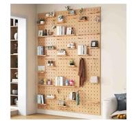 Zfmnoyev Kit Organizador De Pared con Tablero Perforado, Panel De Madera Maciza para Exhibición, Estante Modular Combinado para Dormitorio, Estudio, Oficina, Baño(Natural,60x120 cm)