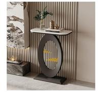 Zfmnoyev Mesa Consola Moderna con Estructura Metálica, Mesa De Entrada con Imitación De Mármol, Mesa Auxiliar para La Entrada con Espacio De Almacenamiento(Black-A,80x30x80cm)