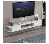 Zfmnoyev Mueble Flotante para TV con Puerta Abatible Y Estantes Abiertos, Consola Multimedia De Madera para Centro De Entretenimiento De Pared, Estante Flotante Moderno para(Blanco,120x22x18.5 cm)