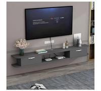 Zfmnoyev Mueble Flotante para TV con Puerta Abatible Y Estantes Abiertos, Consola Multimedia De Madera para Centro De Entretenimiento De Pared, Estante Flotante Moderno para(Grey,180x22x18.5 cm)