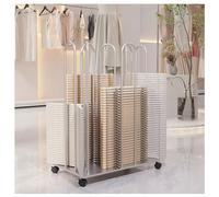 Zfmnoyev Organizador Apilable De Perchas, Perchero Metálico 4 En 1, Carrito De Almacenamiento De Perchas con Ruedas, Desmontable, Ahorra Espacio, Ideal para Lavandería Y Tiendas(Silver)