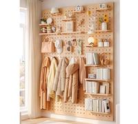Zfmnoyev Organizador De Almacenamiento Modular De Tablero Perforado, Paneles Organizadores De Pared De Madera, Soporte De Herramientas Perforado Multifuncional De 1,6 Cm De Grosor(70x120 cm)