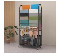 Zfmnoyev Organizador De Cintas Metálico De Doble Cara con Ruedas Giratorias De 360° Y Cesta De Almacenamiento, Carrito para Carretes De Cinta, Soporte para Pañuelos(Black,100x30x155 cm)